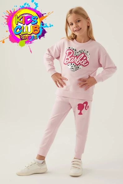 Barbie Lisanslı 1764 Sweatshirt ve Pantolon Alt Üst Kız Çocuk Eşofman Takımı