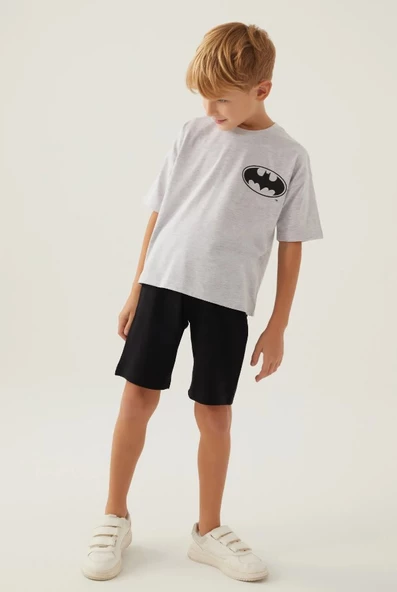 Batman Lisanslı L1692 With Emblem T-Shirt ve Kapri Alt Üst Erkek Çocuk Takımı - 5