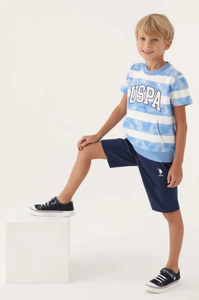 U.S. Polo Assn. Lisanslı US1701 Kangaroo T-Shirt ve Kapri Alt Üst Erkek Çocuk Takımı - 3
