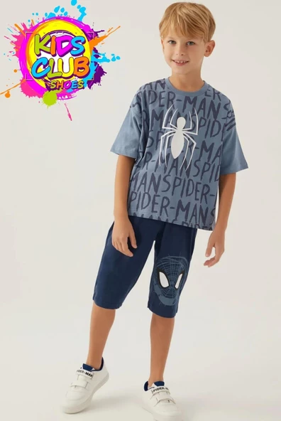 Spıderman Lisanslı D4877 Bug T-Shirt ve Kapri Alt Üst Erkek Çocuk Takımı