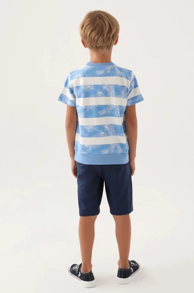 U.S. Polo Assn. Lisanslı US1701 Kangaroo T-Shirt ve Kapri Alt Üst Erkek Çocuk Takımı - 5