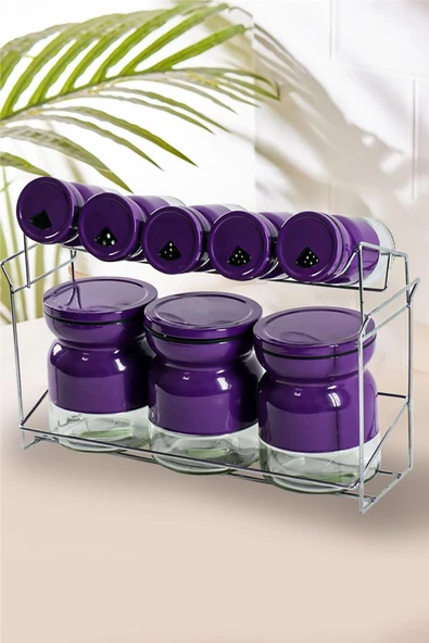 PEROTTİ SUN PURPLE 8 Lİ CAM BAHARATLIK MOR 12290