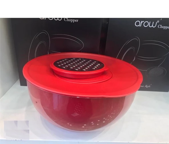 AROW CHOPPER AKILLI KARIŞTIRMA & SAKLAMA KABI RENDELİ AKRİLİK 4.6 LT 25 CM KIRMIZI TR-3633