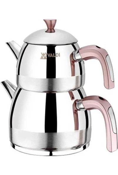 VIVALDI PREMİUM ÇELİK MİNİ ÇAYDANLIK 4 PARÇA ROSE KUPLU G028