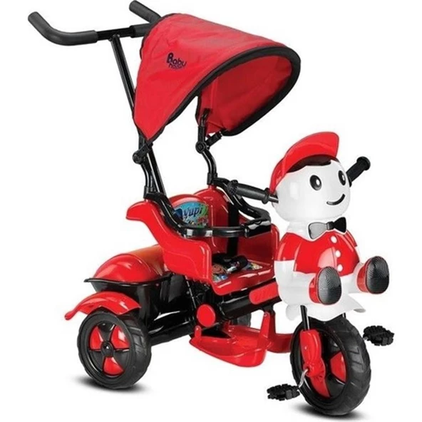 BABYHOPE 125 YUPİ TRIYCLE İTMELİ EBEVEYN KONTROLLÜ BEBEK BİSİKLETİ KIRMIZI SİYAH