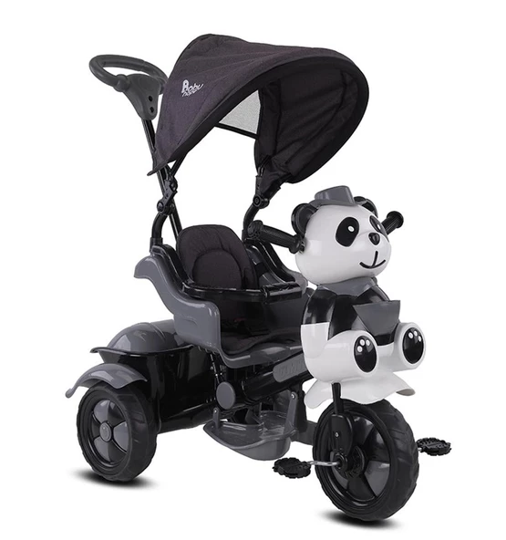 BABYHOPE 127A LITTLE PANDA LÜX İTMELİ EBEVEYN KONTROLLÜ BEBEK BİSİKLETİ GRİ