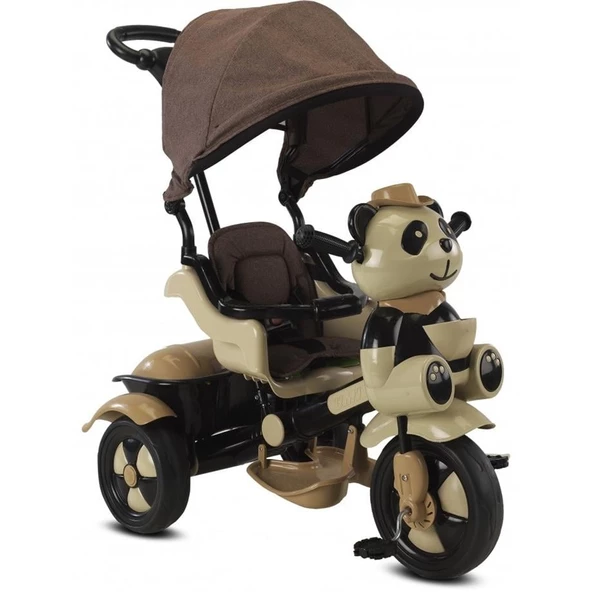 BABYHOPE 127A LITTLE PANDA LÜX  İTMELİ EBEVEYN KONTROLLÜ BEBEK BİSİKLETİ KAHVERENGİ