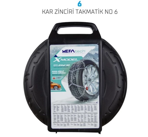 205/40x16 Ebatlarına Uyumlu Takmatik X tipi Kar Patinaj Zinciri Mefatech