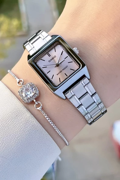 Casio CSISTE76 Kadranı Pembe Kordonu Gümüş Renk Hediye Paketli Kadın Kol Saati ürün görseli 1