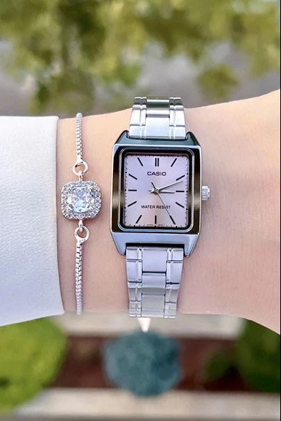 Casio CSISTE76 Kadranı Pembe Kordonu Gümüş Renk Hediye Paketli Kadın Kol Saati - Resim 2
