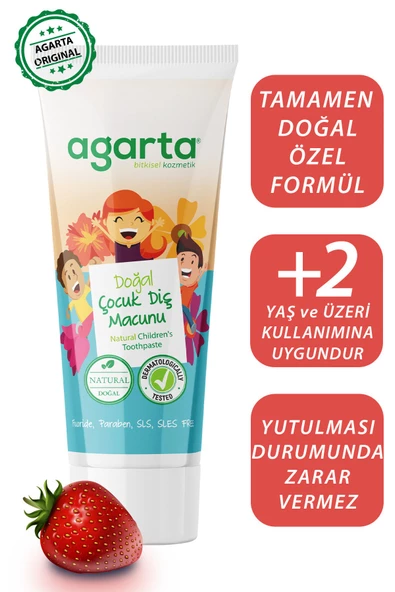 Agarta Doğal Florürsüz Çocuk Florürsüz Diş Macunu Çilekli 75 ml (3 Adet)