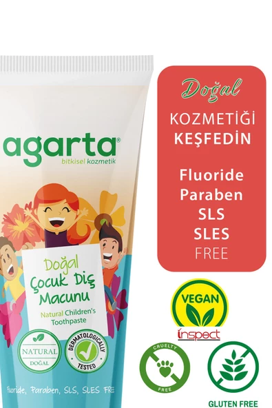 Agarta Doğal Florürsüz Çocuk Florürsüz Diş Macunu Çilekli 75 ml (3 Adet) - 2