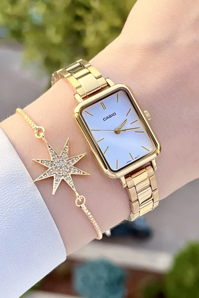 Casio Csıste77 Gold Renk Hediye Paketli Kadın Kol Saati - Resim 4