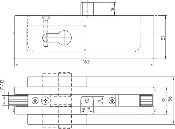 Geze UNIVERSAL PL 50-RD Cam Kapı Alt Kilit - 2