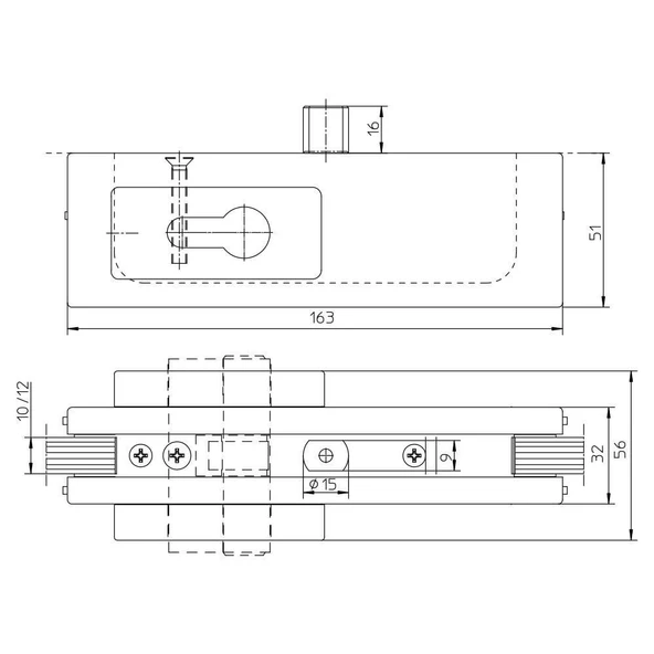 Geze UNIVERSAL US 50-RD Cam Kapı Orta Kilit - 2