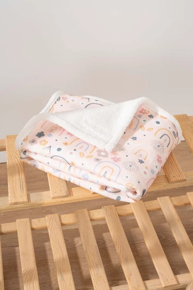 Rivaİstanbul Fluffy Bebek Battaniyesi 70x100 Cm Gökkuşağı Desen - Resim 3