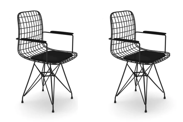 Knsz kafes tel sandalyesi 2 li mazlum syhsyh kolçaklı ofis cafe bahçe mutfak - Resim 3