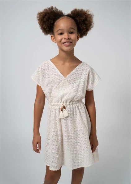 Mayoral Kız Çocuk Kaftan Elbise Krem 6958