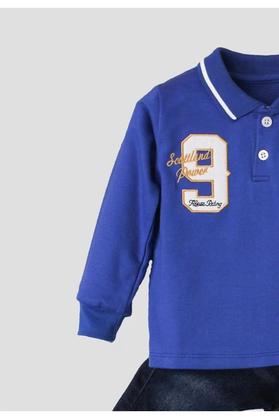 Polo bebek takımı yumuşak kot pantolonlu %100 pamuklu - 9