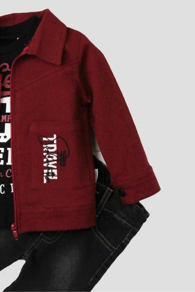 Erkek Bebek Spor Ceket Kot Pantolon Sweatshirt 3'lü takım pamuklu - 12