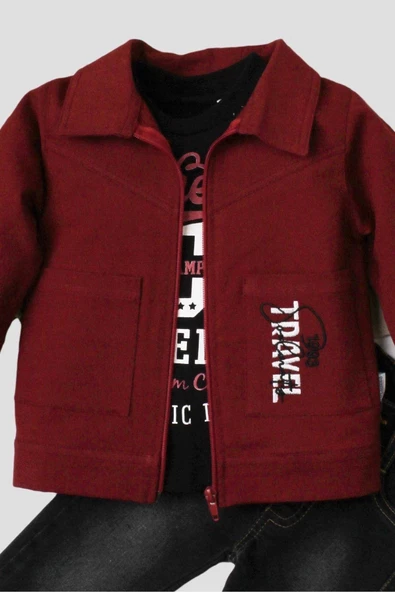 Erkek Bebek Spor Ceket Kot Pantolon Sweatshirt 3'lü takım pamuklu - 4