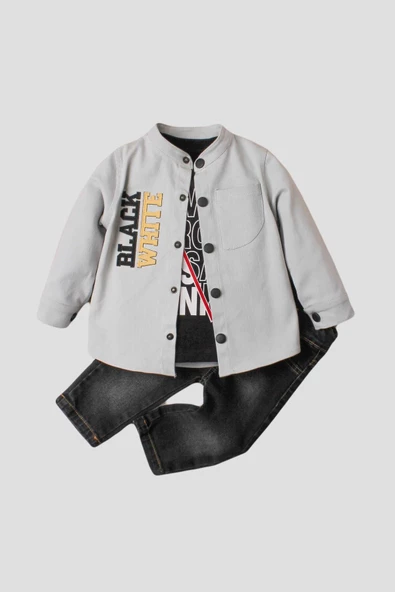 Erkek bebek ceketli takım kot pantolon sweatshirt spor ceket üçlü takım pamuklu