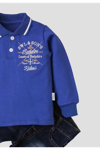 Polo bebek takımı yumuşak kot pantolonlu %100 pamuklu - 8