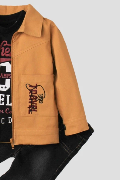 Erkek Bebek Spor Ceket Kot Pantolon Sweatshirt 3'lü takım pamuklu - Resim 7