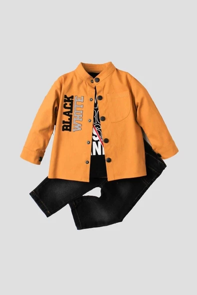 Erkek bebek ceketli takım kot pantolon sweatshirt spor ceket üçlü takım pamuklu - 6