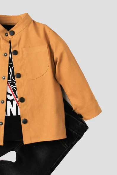 Erkek bebek ceketli takım kot pantolon sweatshirt spor ceket üçlü takım pamuklu - 9