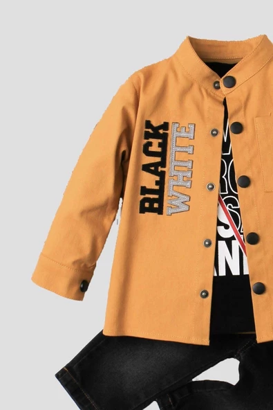 Erkek bebek ceketli takım kot pantolon sweatshirt spor ceket üçlü takım pamuklu - 8