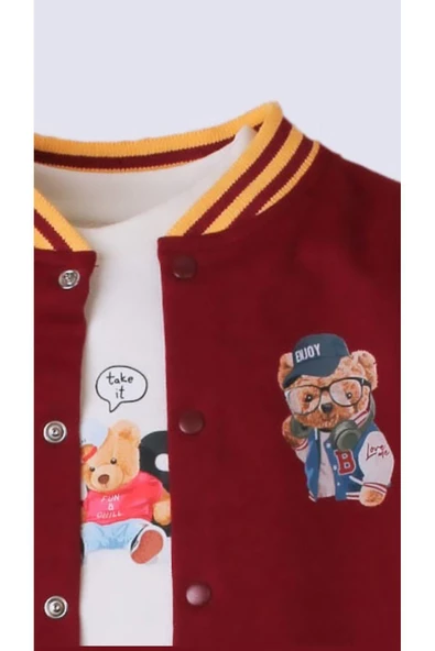 Pamuklu Tatlı Ayıcık Desenli Üçlü Takım - Resim 10