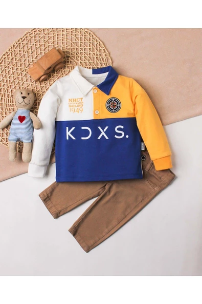 Erkek Bebek Pamuklu Polo Takım Pantolon Üst İkili Takım Düğün Doğum Günü Nişan Nikah Bayram ürün görseli