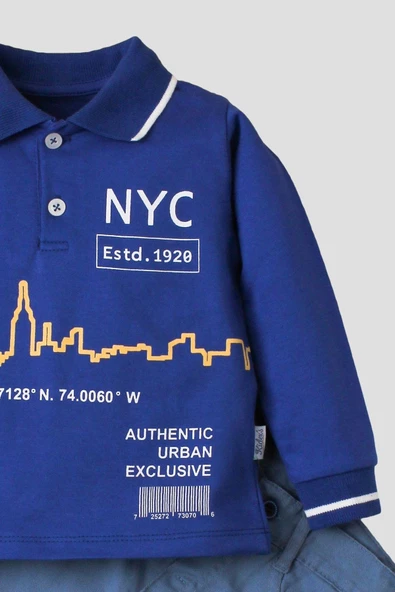 Erkek Bebek Pamuklu Polo Takım Pantolon Üst İkili Takım - 7