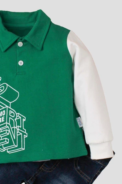 Erkek Bebek Polo Takım Kot Pantolon Üst İkili Takım - 5