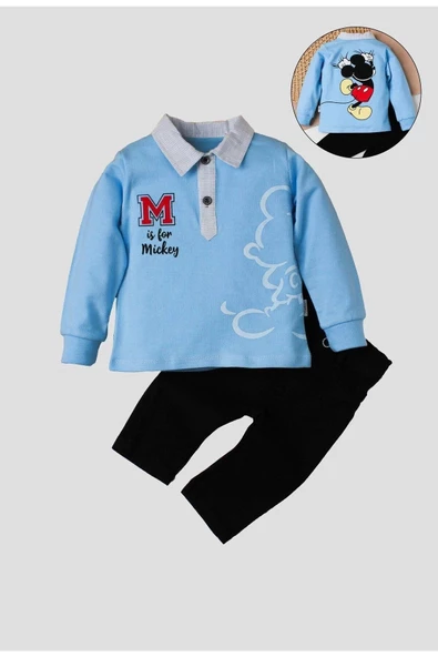 Erkek Bebek Mickey Polo Takım Pantolon Üst İkili Takım - Resim 11