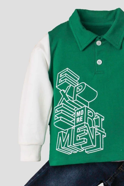 Erkek Bebek Polo Takım Kot Pantolon Üst İkili Takım - 4