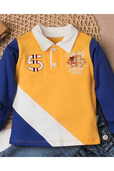 Erkek bebek pamuklu polo takım pantolon üst ikili takım düğün doğum günü nişan nikah bayram - 11