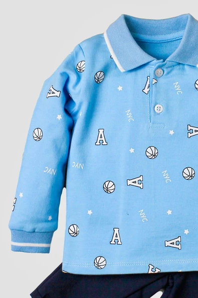 Erkek Bebek Pamuklu Polo Takım Pantolon Üst İkili Takım Düğün Doğum Günü Nişan Nikah - 11