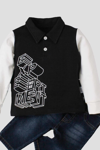 Erkek Bebek Kot Pantolon Üst İkili Takım - Resim 6