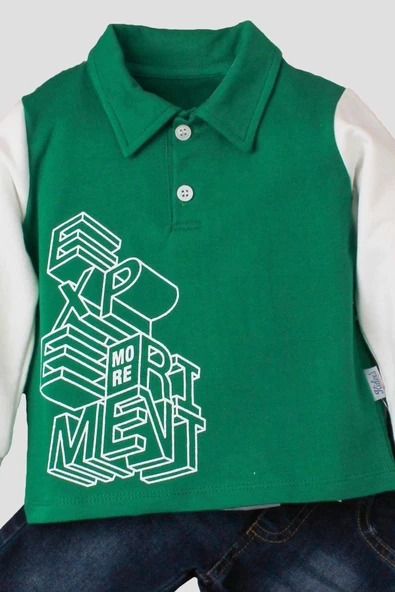 Erkek Bebek Polo Takım Kot Pantolon Üst İkili Takım - 8