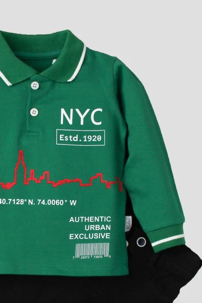 Erkek Bebek Pamuklu Polo Takım Pantolon Üst İkili Takım - 3