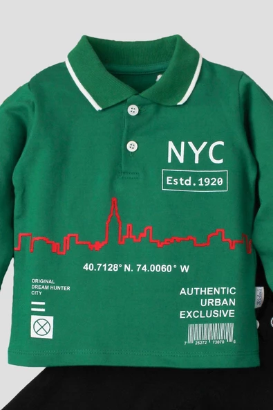 Erkek Bebek Pamuklu Polo Takım Pantolon Üst İkili Takım - 6