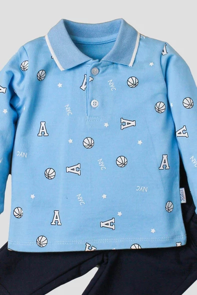 Erkek Bebek Pamuklu Polo Takım Pantolon Üst İkili Takım Düğün Doğum Günü Nişan Nikah - 2