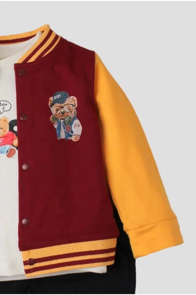 Pamuklu Tatlı Ayıcık Desenli Üçlü Takım - Resim 3