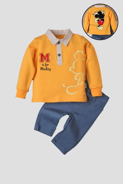 Erkek Bebek Mickey Polo Takım Pantolon Üst İkili Takım - 11