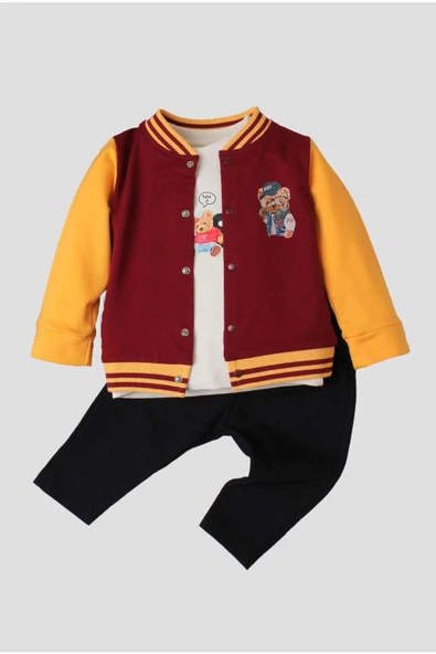 Pamuklu Tatlı Ayıcık Desenli Üçlü Takım - Resim 6