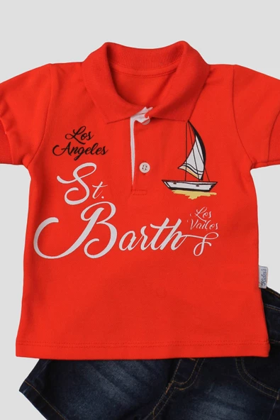 Erkek bebek pamuklu polo takım pantolon üst ikili takım düğün doğum günü nişan nikah bayram - 2