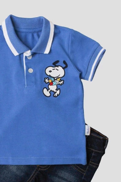 Erkek bebek pamuklu polo takım pantolon üst ikili takım düğün doğum günü nişan nikah bayram - Resim 3