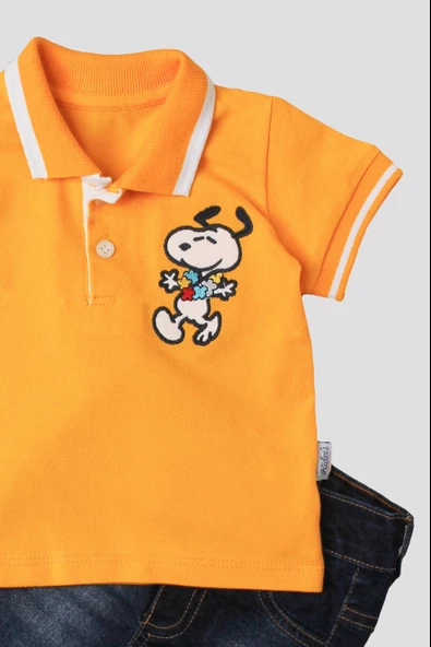 Erkek bebek pamuklu polo takım pantolon üst ikili takım düğün doğum günü nişan nikah bayram - 3